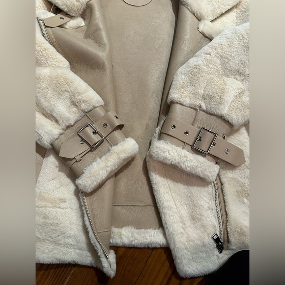 Adrienne Landau Faux Fur Jacket in Ivory Women’s M - Picture 7 of 11